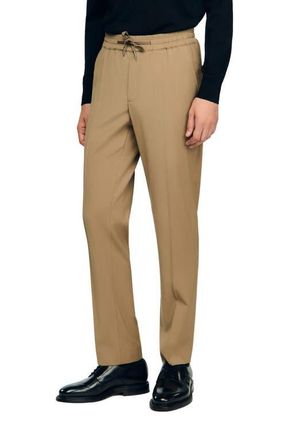 Sandro Elasticated straight-leg trousers in Dark Sand at Nordstrom, Size 36 X 31 Eu
