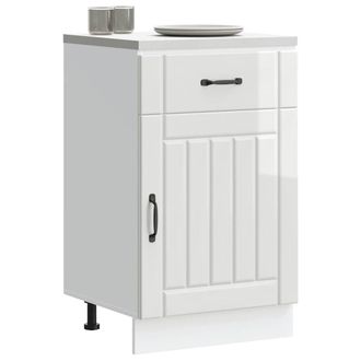 Berkfield Home Kitchen Base Cabinet Lucca High Gloss White Engineered Wood