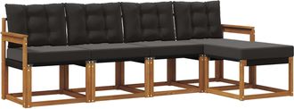 vidaXL Conjunto De Sof&aacute;s De Exterior 5 Uds. Natural Y Negro Vidaxl