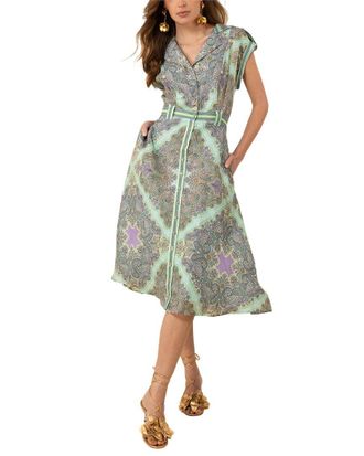 Hale Bob Hale Bob Priscilla Linen Midi Dress