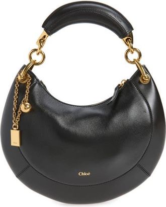 Chlo&eacute; Banana Leather Hobo Bag in Black at Nordstrom