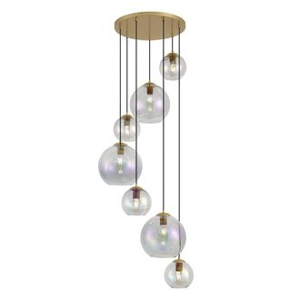 QAZQA Qazqa L&aacute;mpara Colgante Art D&eacute;co Dorada Con Cristal Arco&iacute;ris De 7