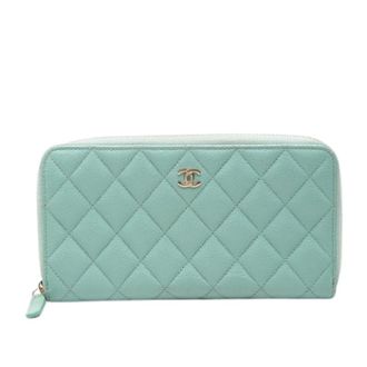 Chanel Pre-owned Wallets, female, Blue, Size: ONE SIZE Pre-owned Zip-Around Wallet