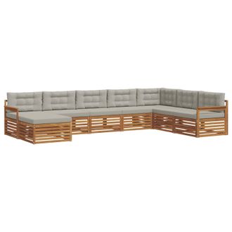 vidaXL Conjunto De Sof&aacute;s De Exterior 8 Pcs Gris Natural Y Claro Vidaxl