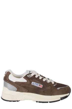 Autry Brown Hyperway Low Mesh Inserts Suede Sneakers