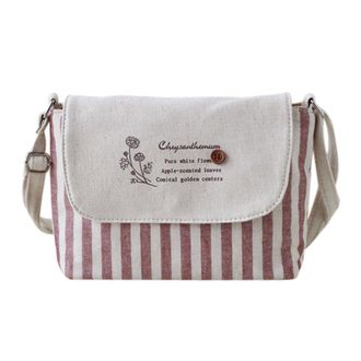 Generic Women Fresh Striped Girls Shoulder Bags Cotton Bags Small Crossbody Bag Mens Purses Or Shoulder Bags (Pink, One Size)