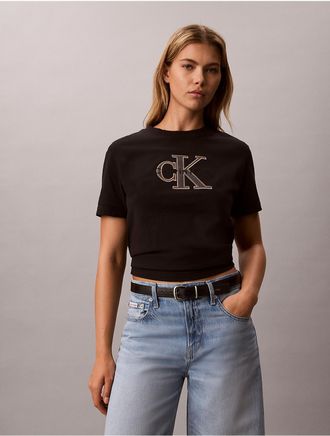 Calvin Klein Jeans Calvin Klein Womens Dual Tone Monologo Classic T-Shirt - Black - XL