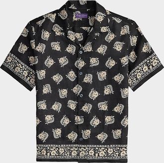 Ralph Lauren Purple Label Men & apos;s Paisley-Print Linen Camp Shirt