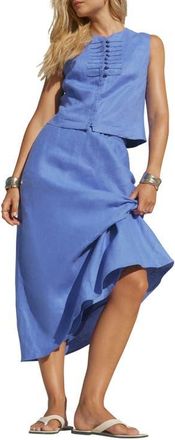 Mint Velvet Linen Military Detail Top in Blue at Nordstrom, Size 12