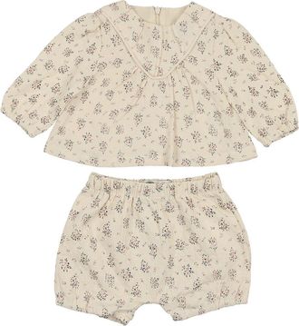 Maniere Kids Forest Top & Bubble Shorts Set in Ivory at Nordstrom, Size 12M