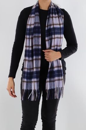 La Fiorentina Plaid Scarf with Fringe in Blue at Nordstrom