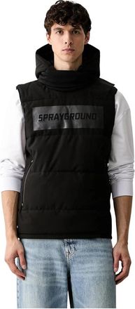 Sprayground Gewatteerd Vest met Capuchon - Heren - Bodywarmers - Zwart - M - Katoen - Jassen