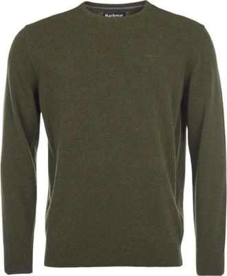 Barbour Essential Lamswollen Trui met Ronde Hals - Heren - Ronde hals truien - Groen - 2XL - Wol - Truien & Vesten