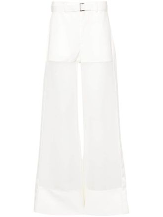 sacai Pantaloni a palazzo semi trasparenti - Bianco