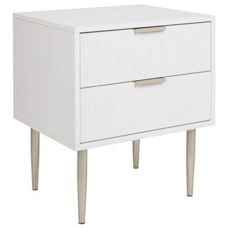 Beliani Beliani - Mesita De Noche De Estilo Moderno Con Dos Cajones Y Patas De Metal Fabricada En Mdf En Color Blanco Soho