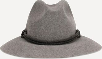 Brunello Cucinelli Felt Fedora Hat with leather band Female L