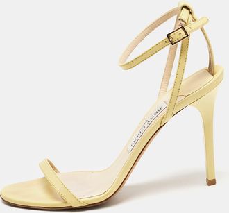 Jimmy Choo London Yellow Leather Minny Ankle Strap Sandals