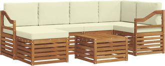 vidaXL Conjunto De Sof&aacute;s De Exterior 7 Uds. Natural Y Crema Poli&eacute;ster Vidaxl