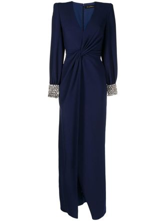 Jenny Packham Avondjurk verfraaid met kristallen - Blauw