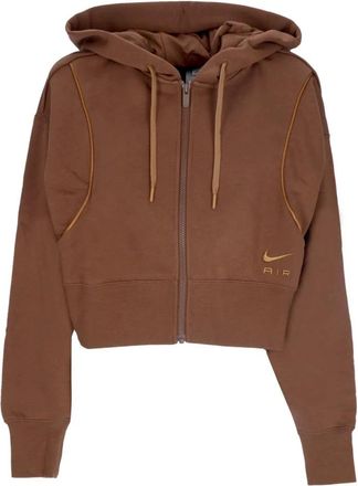 Nike Air Fleece Full-Zip Hoodie - Dames - Sportshirts - Bruin - L - Katoen - Fitness