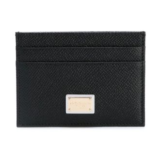 Dolce & Gabbana Wallets & Cardholders, female, Black, Size: ONE SIZE Calfskin Logo Card Holder