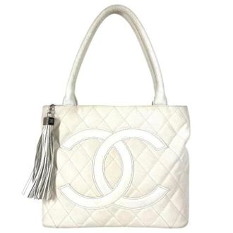 Chanel Pre-owned Tote Bags, female, White, Size: ONE SIZE Pre-owned Canvas chanel-bags