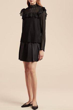 Rebecca Taylor Chevron Lace Top in Black at Nordstrom, Size 10