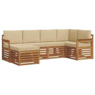 vidaXL Conjunto De Sof&aacute; Seccional Con Coj&iacute;n 6 Pcs Natural Y Beige Vidaxl