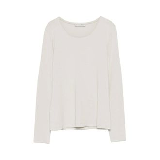 Le Tricot Perugia Long Sleeve T-Shirts, female, Beige, S, Boat-Neck Blouse