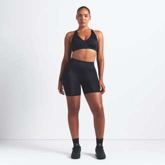 Nike Womens SKIMS Satin Shine High-Waisted 5 Biker Shorts in Black | IR5077-054