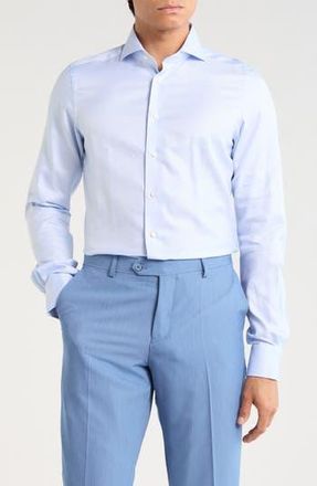 Emanuel Berg Traveller Modern Fit Plaid Dress Shirt in Bright Blue at Nordstrom Rack, Size 38