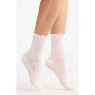 Casa Clara Love Margot Pointelle Crew Socks in Pink at Nordstrom