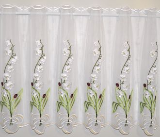 STICKEREIEN PLAUEN Scheibengardine »Maiglöckchen« Stangendurchzug 1 Stk. tlg