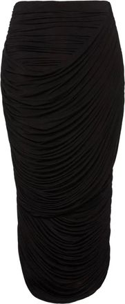 Magda Butrym ruched midi skirt - women - Cupro/Elastane - 38 - Black