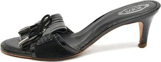 Tod's 60mm fringe-detail sandals - women - Calf Leather/Calf Leather/Calf Leather - 38.5 - Black