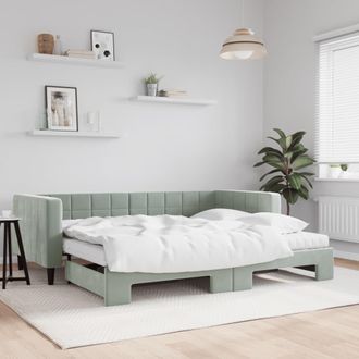 vidaXL Vidaxl - Sof&aacute; Cama Nido Con Colch&oacute;n Terciopelo Gris Claro 90x190 Cm