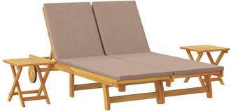 vidaXL Sun Lounger Reclining with Cushion Taupe Solid Acacia Wood vidaXL