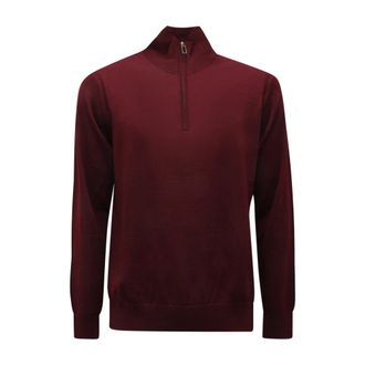 Paolo Pecora Mezza Zip Wool Jumper - male - Paolo Pecora - Turtlenecks - Red - L - Knitwear