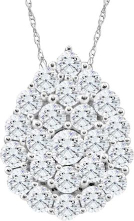 Pompeii3 2Ct TW Real Diamond Tear Drop Pendant 10k White Gold 18 Womens Necklace