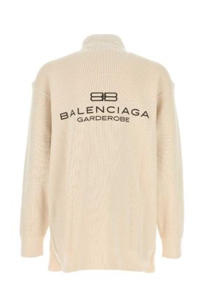 Balenciaga Mens Cream Cotton And Polyester Sweater Beige Exterior: Maglieria