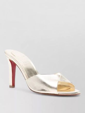 Christian Louboutin fanny metallic peep toe leather mules