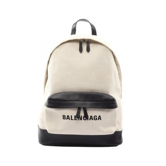 Balenciaga Black Ivory Navy Canvas Leather Backpack (Pre-Owned)