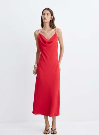 Mango Vestito drappeggiato effetto stropicciato rosso - Donna - XS - MANGO