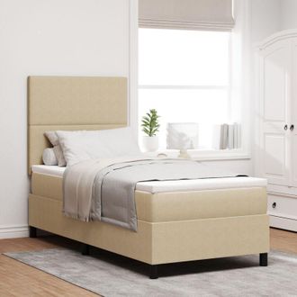 vidaXL Box Spring Bed Manual Light Grey and White 203 x 80 x 128 cm vidaXL