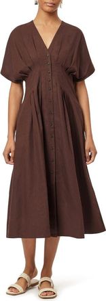 Scotch & Soda Dolman Sleeve Linen Blend Midi Dress in Hot Fudge at Nordstrom Rack, Size X-Large