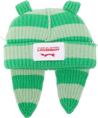 Charles Jeffrey Loverboy Chunky Rabbit Striped Beanie Hat