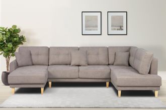 HOME AFFAIRE Wohnlandschaft »TRIPLO U-Form wahlweise mit Schlaffunktion, B/T/H: 310/192/90 cm« Schlafsofa, auch mit Bettkasten, Steppung im Rückenkissen