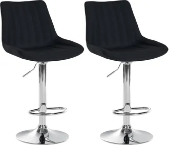 Clp Clp - Set De 2 Taburetes De Bar Toni En Tela Negro Metal Cromado