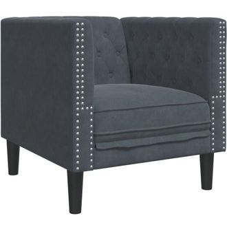 vidaXL Sill&oacute;n Chesterfield De Terciopelo Gris Oscuro Vidaxl