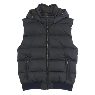 Moorer Vests, male, Blue, Size: M Atan-Amc Hooded Padded Gilet